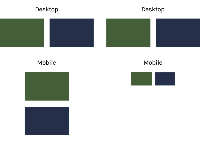 Illustration du comportement des éléments de Bootstrap entre le desktop et le mobile
